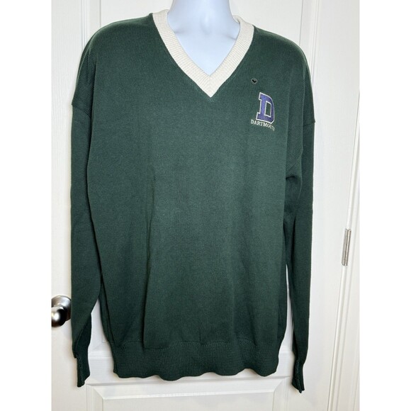 NWT Dehen 1920 Pullover V Neck Green Dartmouth Sweater Vintage Made In USA L